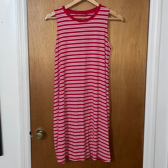 •TIME & TRU•RED/WHITE STRIPED TANK TOP T-SHIRT DRESS SIZE MEDIUM (8-10) EUC - Picture 10 of 10
